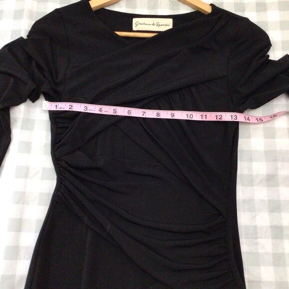 𝅺GRAHAM & Spencer black draped sliming stretchy formal special occasion small - Picture 10 of 14